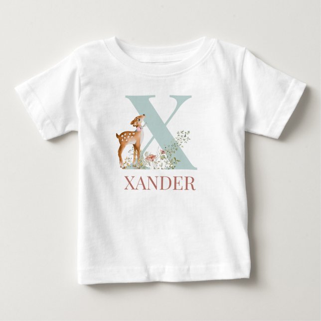 Personalisierter Name Anfangsbuchstabe X Baby T-shirt (Vorderseite)