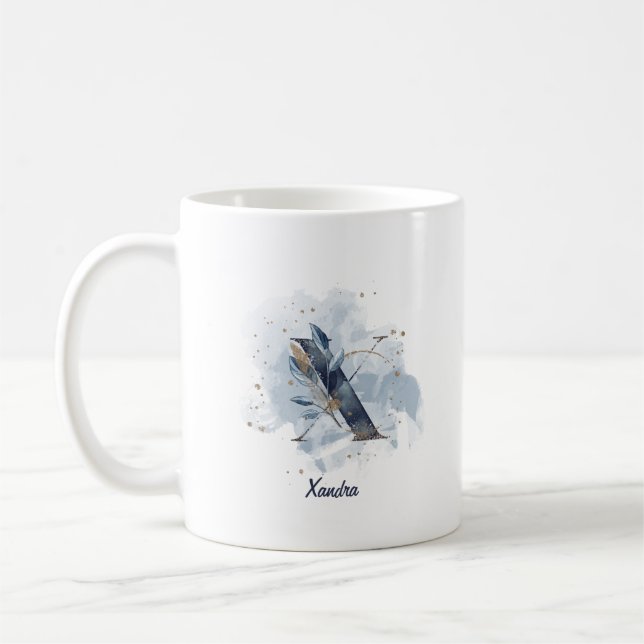 Personalisierter Name Anfangsbuchstabe X Kaffeetasse (Links)