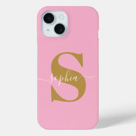 Personalisierter Name, Anfangsschrift, Fall Rosa/G Case-Mate iPhone Hülle