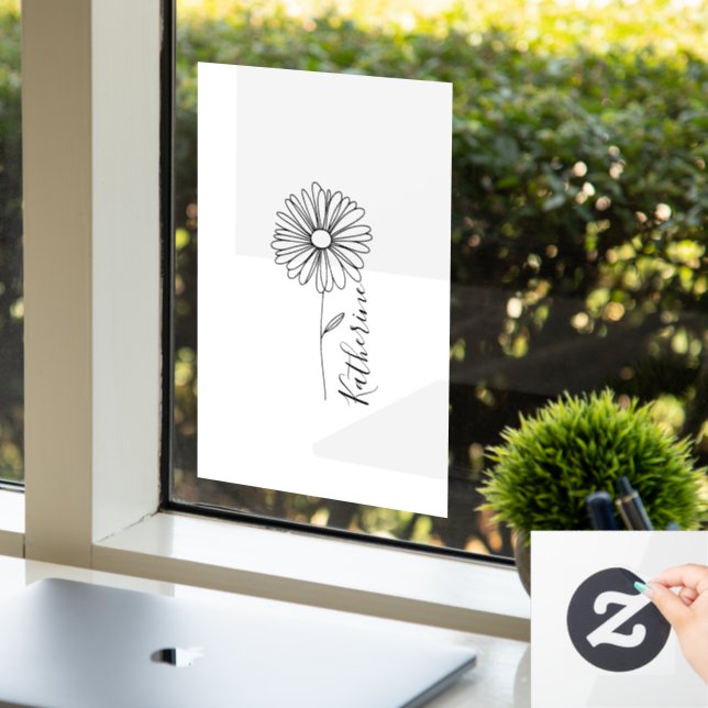 Personalisierter Name April daisy Birth Blume Fensteraufkleber (Büro)