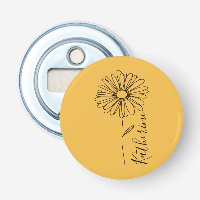 Personalisierter Name April daisy Birth Blume Flaschenöffner (Vorderseite)