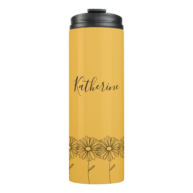 Personalisierter Name April daisy Birth Blume Thermosbecher (Vorderseite)