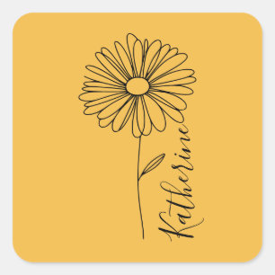 Personalisierter Name April Gänseblümchen Geburtsb Quadratischer Aufkleber