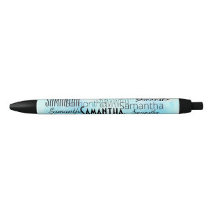 Personalisierter Name Aqua Blue White Kugelschreiber