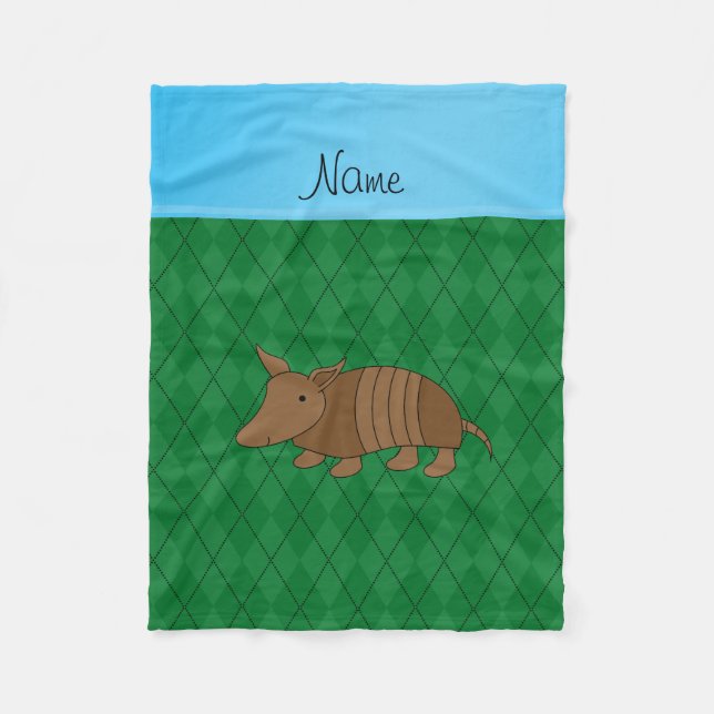 Personalisierter Name: armadillo grüne Raute Fleecedecke (Vorderseite)