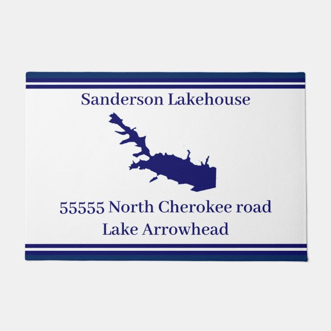 Personalisierter Name Arrowhead Map Navy Blue Door Fußmatte (Vorderseite)