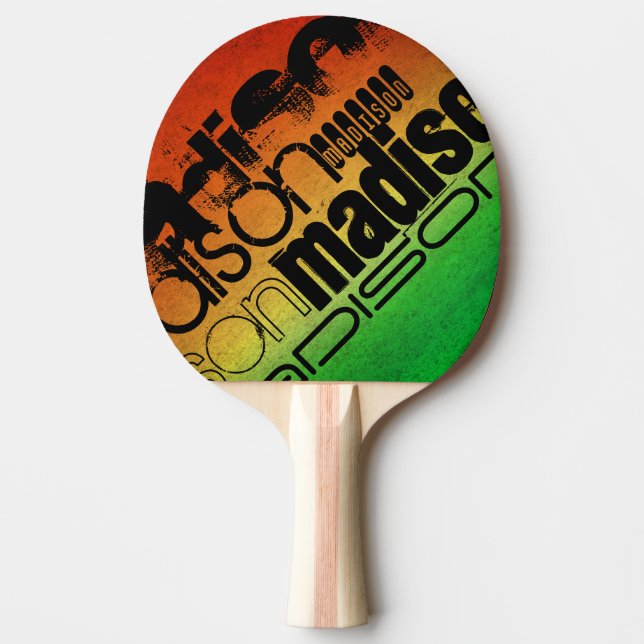 Personalisierter Name auf Neon Orange Yellow & Gre Tischtennis Schläger (Vorderseite)
