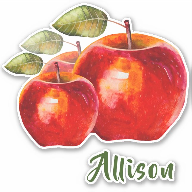 Personalisierter Name-Aufkleber von Red Apple Aufkleber (Vorderseite)