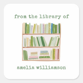Personalisierter Name aus dem Bibliotheksgrün-Exli Quadratischer Aufkleber