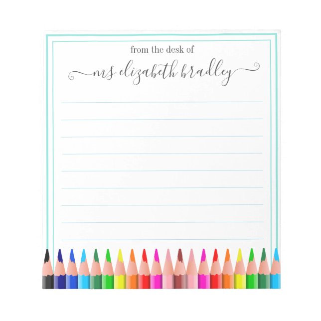 Personalisierter Name | Aus dem Schreibtisch des N Notizblock (Vorderseite)