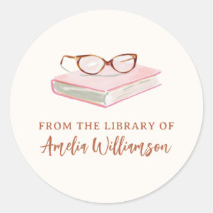 Personalisierter Name aus der Bibliothek Rosa Exli Runder Aufkleber