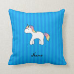 Personalisierter Name Baby unicorblau Streifen Kissen<br><div class="desc">Erstellen Sie Ihr eigenes Personalisierte mit einem Namen oder Initialen oder Sprichwort niedliche Regenbogenbaby Einhorn mit blauen Streifen Muster</div>