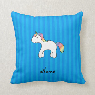 Personalisierter Name Baby unicorblau Streifen Kissen