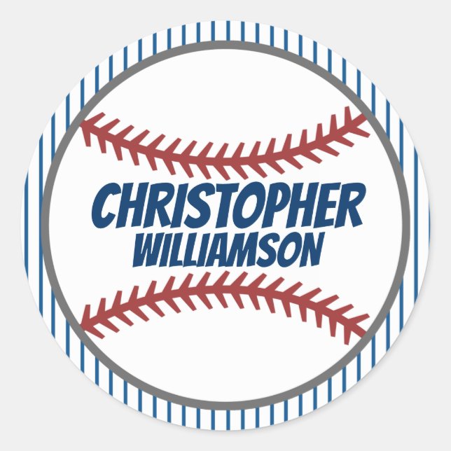 Personalisierter Name Baseball-Aufkleber Runder Aufkleber (Vorderseite)