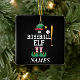 Personalisierter Name Baseball-Elf Familie passend Keramikornament