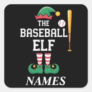Personalisierter Name Baseball-Elf Familie passend Quadratischer Aufkleber