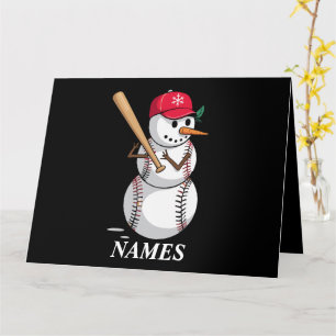Personalisierter Name Baseball Snowman Balls Snow  Karte