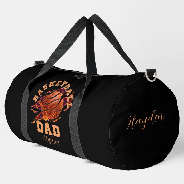 Personalisierter Name Basketball Papa Väter Tag Duffle Bag (Linke Ecke)