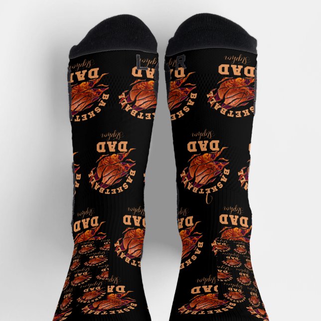 Personalisierter Name Basketball Papa Väter Tag Socken (Oben)