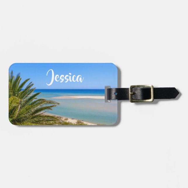 Personalisierter Name "Beach and Seascape" Gepäckanhänger (Vorderseite horizontal)