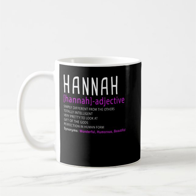 Personalisierter Name Beschreibung Hannah Premium Kaffeetasse (Links)