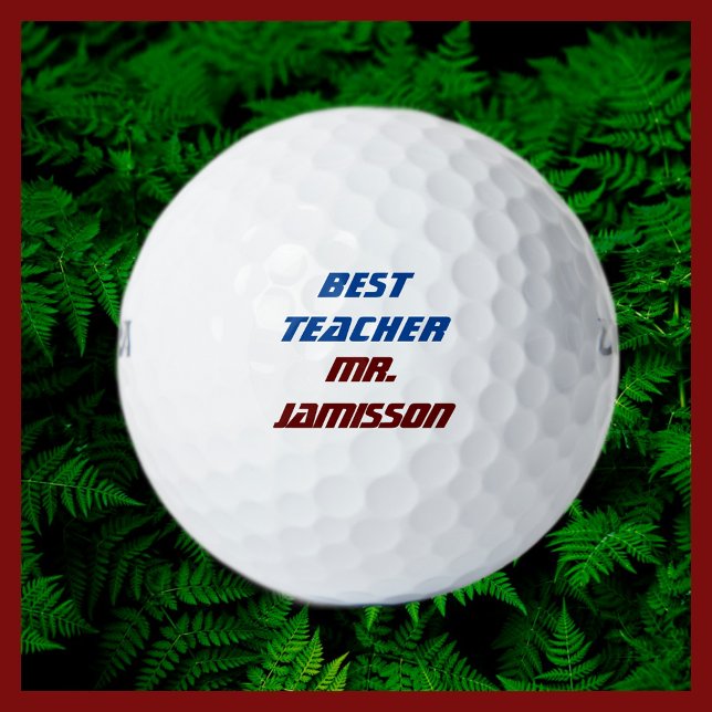 Personalisierter Name, Beste Lehrerin, Blau und Bu Golfball (Von Creator hochgeladen)