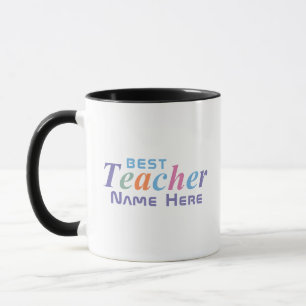 Personalisierter Name Bester Lehrer in farbenfrohe Tasse