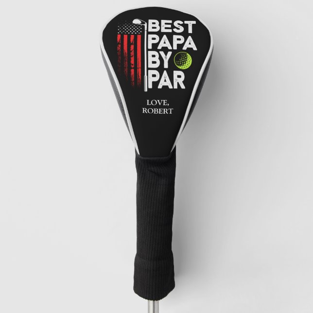 Personalisierter Name Bester Papa nach Par Golf Headcover (Vorderseite)