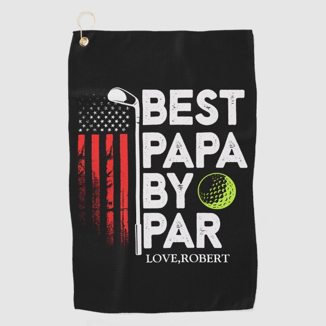 Personalisierter Name Bester Papa nach Par Golfhandtuch (Vorderseite)