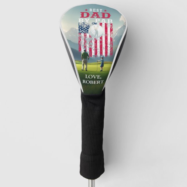 Personalisierter Name Bester Vater nach Par Golf Headcover (Vorderseite)