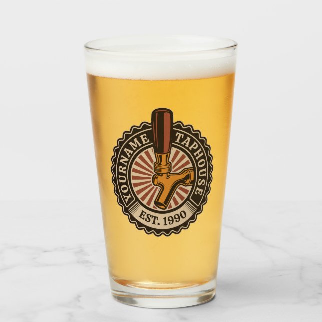 Personalisierter NAME Bierbrauerei Bar Glas (Vorne (Gefüllt))