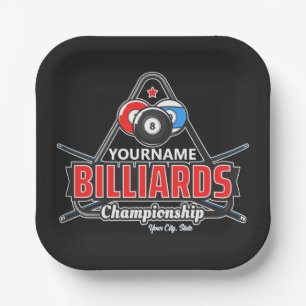 Personalisierter NAME Billard 8 Ball Pool Cue Rack Pappteller