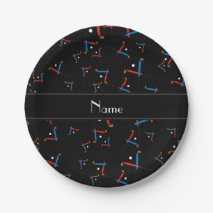Personalisierter Name Black Field Hockey Pappteller