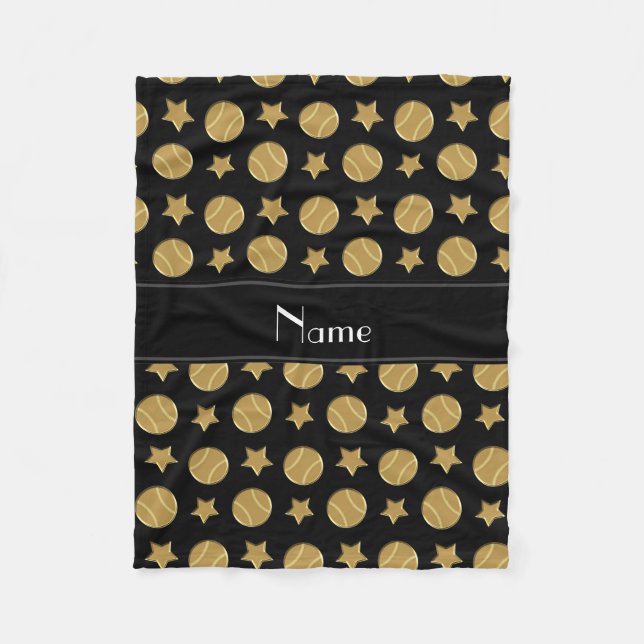 Personalisierter Name: Black Gold Baseball Stars Fleecedecke (Vorderseite)