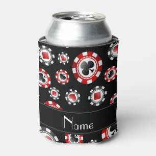 Personalisierter Name: Black Poker Chips Dosenkühler