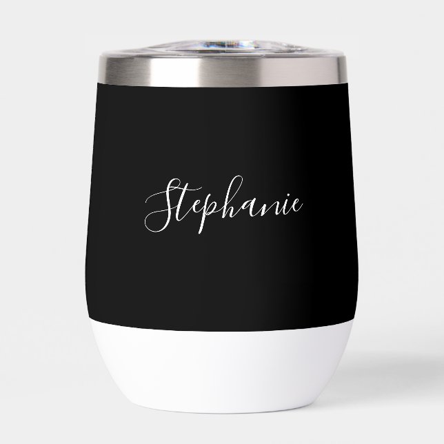 Personalisierter Name Black Script Monogram (Vorderseite)