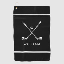 Personalisierter Name Black Stripes Stilvoll Golfhandtuch