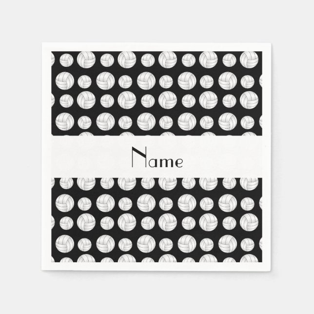 Personalisierter Name: Black Volleyball Serviette (Vorderseite)