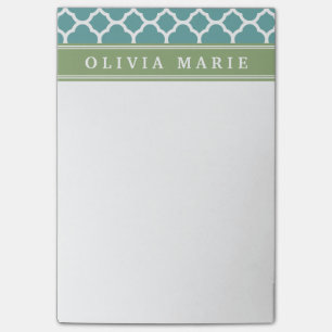 Personalisierter Name Blassblaues Quatrefolienmust Post-it Klebezettel