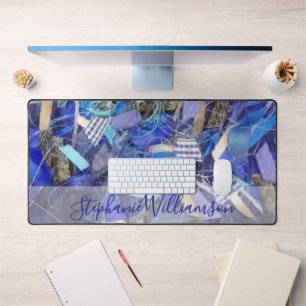 Personalisierter Name Blau Lilac Grau Abstrakte St Schreibtischunterlage