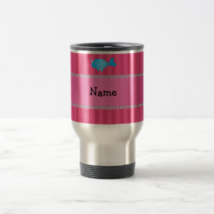 Personalisierter Name blaue Narkulpussstreifen Reisebecher