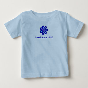 Personalisierter Name Blaues Florales Böser Blick Baby T-shirt