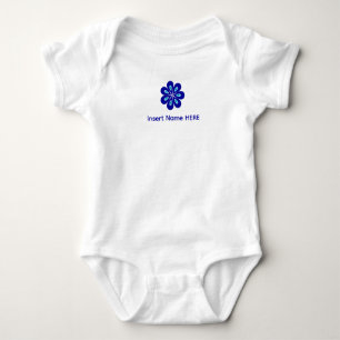 Personalisierter Name Blaues Florales Böses Auge 4 Baby Strampler