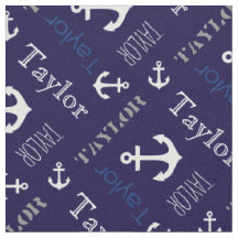 Personalisierter Name blaues nautisches Textilien