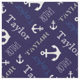 Personalisierter Name blaues nautisches Textilien Stoff