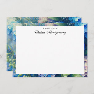 Personalisierter Name Blue Hydrangea Mitteilungskarte