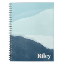 Personalisierter Name, Blue Watercolor Notebook