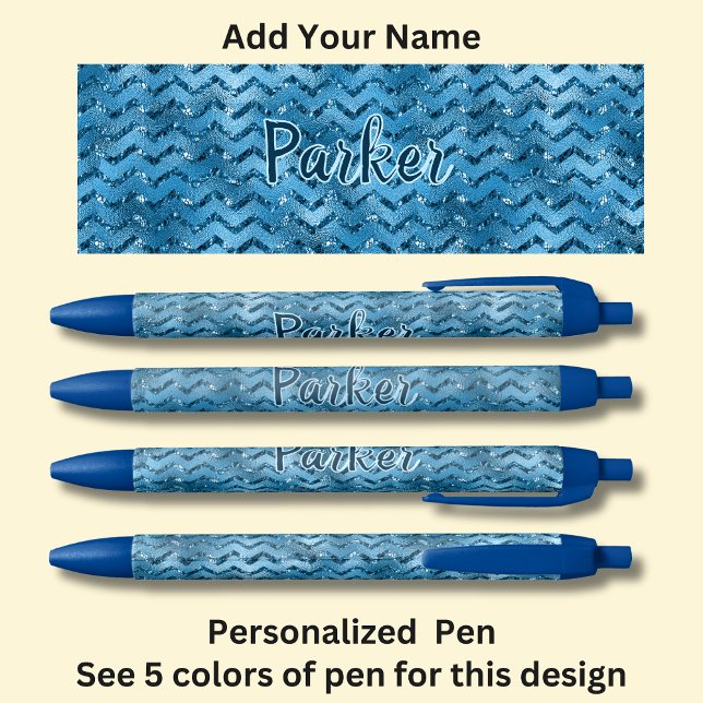 Personalisierter Name, Blue Zig Zag Design Kugelschreiber (Von Creator hochgeladen)