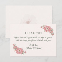 Personalisierter Name Blush Floral Garden Hochzeit Dankeskarte