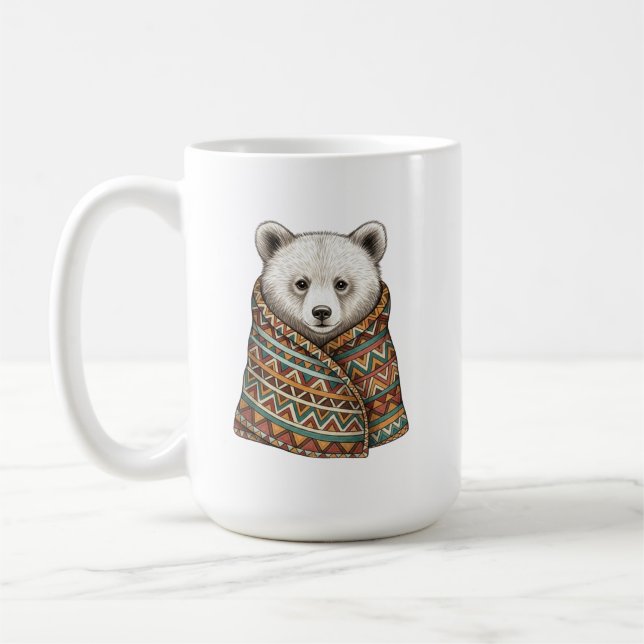 Personalisierter Name Boho-Bär-Wald-Tasse Kaffeetasse (Links)